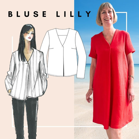 Bluse Lilly - Schnittmuster mit Patternhack zum Sommerkleid
