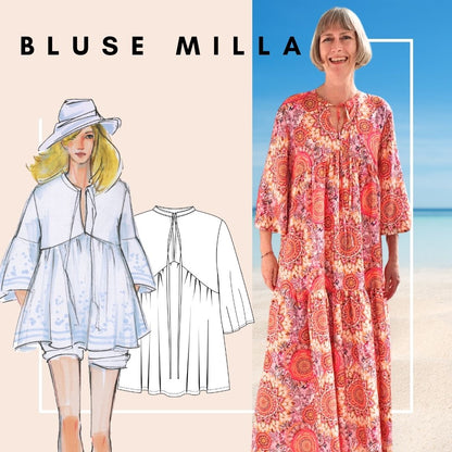 Boho Bluse Milla - Schnittmuster mit Patternhack zum Sommerkleid
