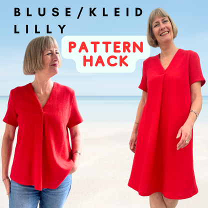 Bluse Lilly - Schnittmuster mit Patternhack zum Sommerkleid